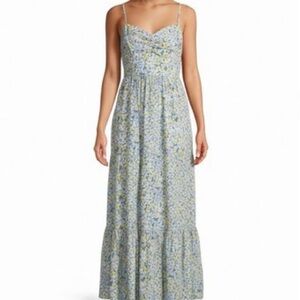 American Eagle Outfitters Light Blue and Cream Floral Maxi Dress